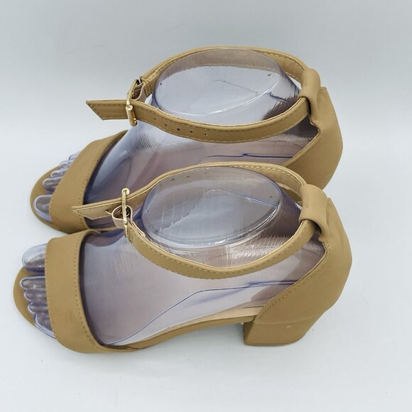 Top Moda Womens Shoes Size 6.5 Taupe Block Heels Ankle Strap Sandals Open Toe - Picture 7 of 11